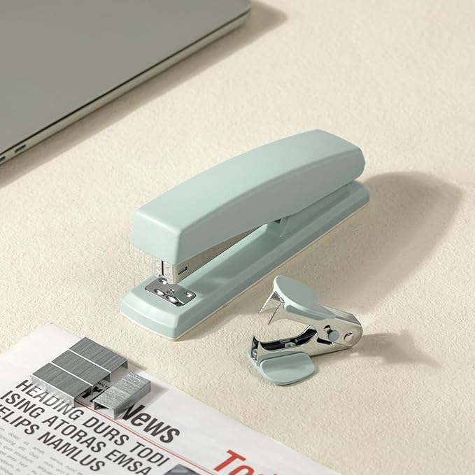 Deli Stapler, Desktop Stapler, 2 Pack, Office Staplers, 25 Sheet Capacity, Includes 2000 Staples and 2 Staple Removers, 2 Pack, Green