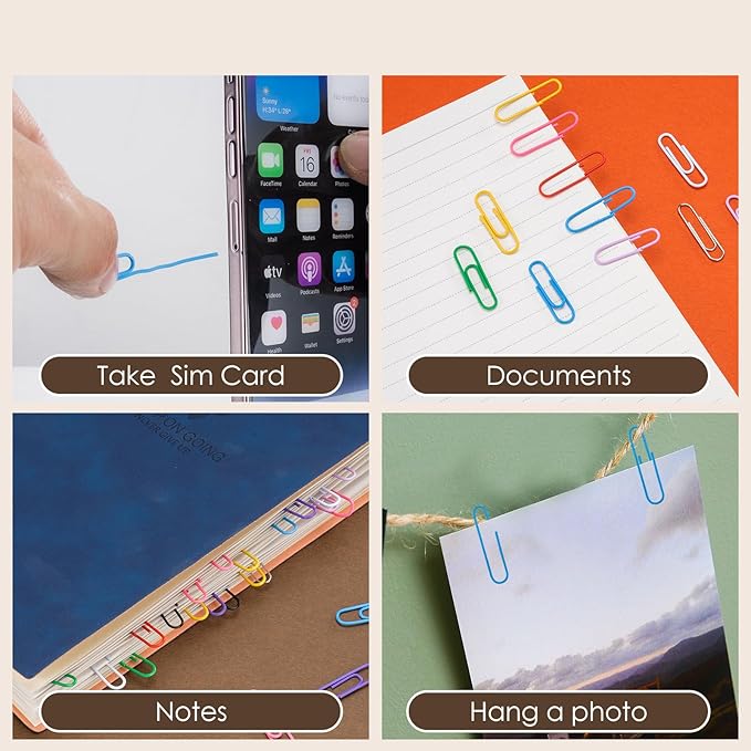 300 Pcs Small Size Colored Paper Clips 28mm/1.1in with Plastic Box for School Office and Personal Use