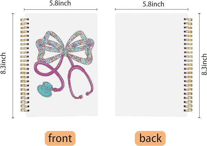 Ecezatik Coquette Floral Stethoscope Bow Nurse Notebook Journal, Nurse Appreciation Gifts for Women, Nursing Medical Graduation Gifts, Nursing Aesthetic Spiral Notebook 5.5x8.3 Inch
