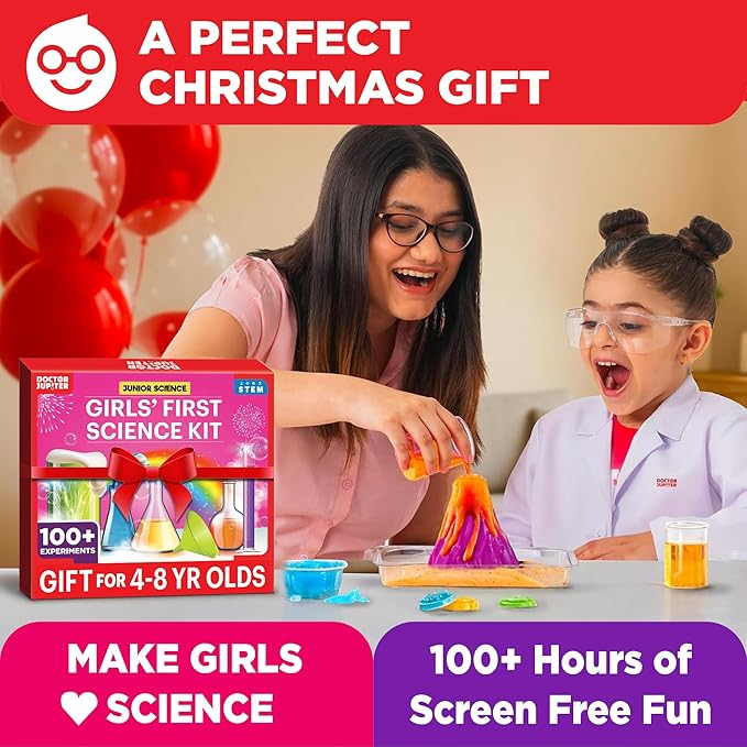 Doctor Jupiter Girls' First Science Kit for Kids Ages 4-5-6-7-8 | Easter, Birthday Gift Ideas for 4+ Year Old Girls | STEM Toy Kit with 100+ Experiments | Learning & Educational Projects