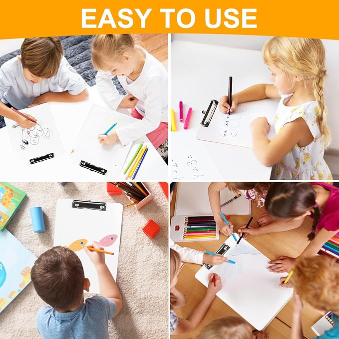 Dry Erase Wood Clipboard 20 Pack, Hardboard Clip Board 8.5x11 for Classroom, Students, Kid, Size 9" x 12.5", Double-Sided White Board, with Low Profile Clip, Office & School Supply