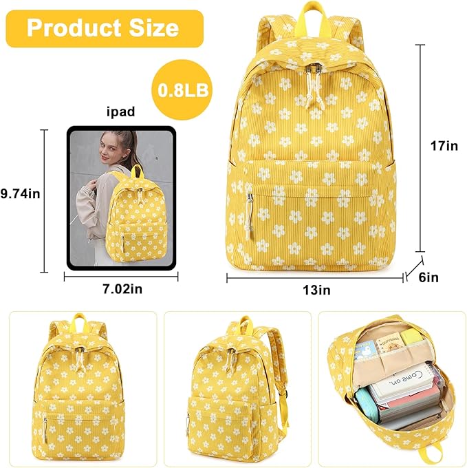 Bluboon School Backpack Set Girls Womens Laptop Bookbag Casual Daypack Fits 15 inch Laptop with Lunch Tote Bag and Pencil Bag