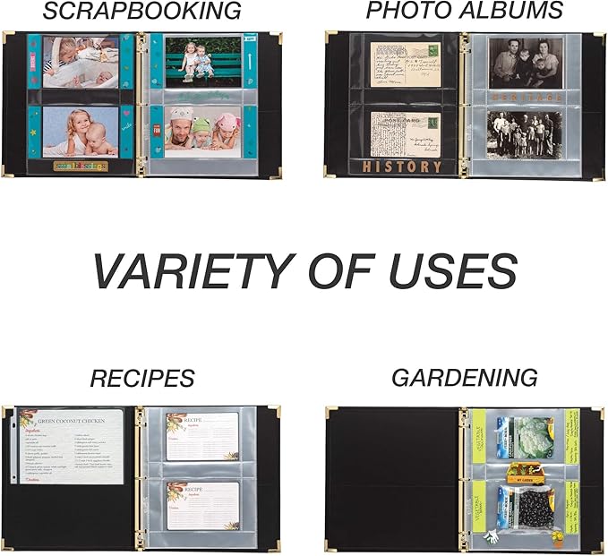 Samsill Recipe Card Page Protectors for 8.5 x 11 Recipe Binder, 4 x 6 Pockets, 2 Pockets, 50 Count, Recipe Book Pocket Page Refill Sheets, Side Margin Loading, for 8.5 x 11 Standard 3 Ring Binders