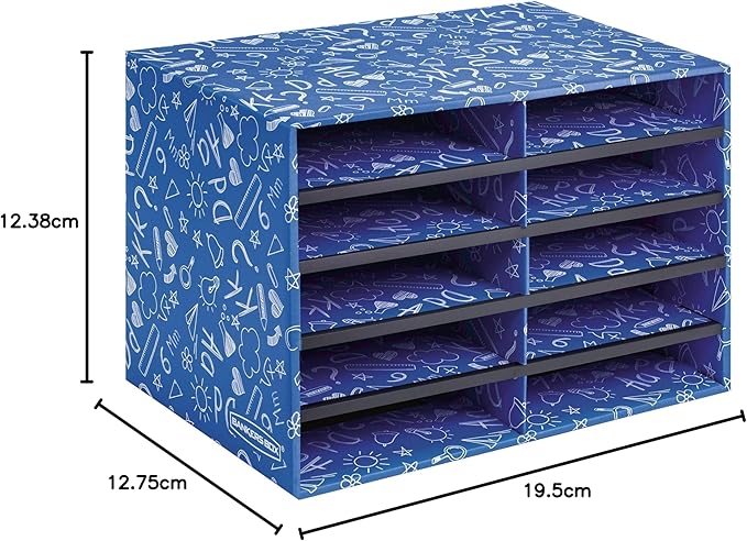 Bankers Box Classroom Collection 10-Compartment Mail Sorters, 19.5" x 12.375", Blue (3384201)