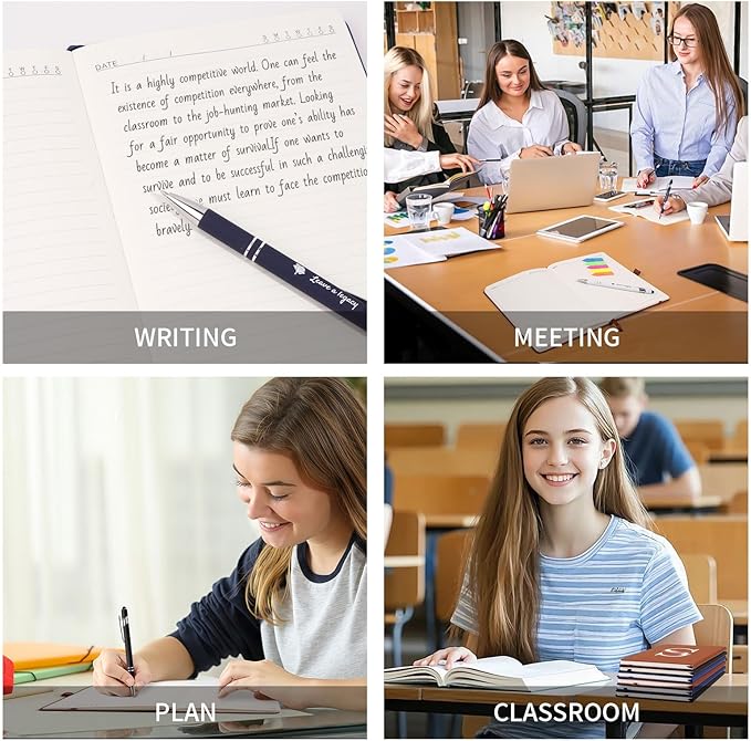 Premium Hardcover Executive Notebook and Pen Set - A5 Journal Notebook 192 Line Pages, 2 Smooth-Writing Ballpoint Pens, Arrow Sticky Notes - For Office School Supplies Letter A Floral Design DeepBlue