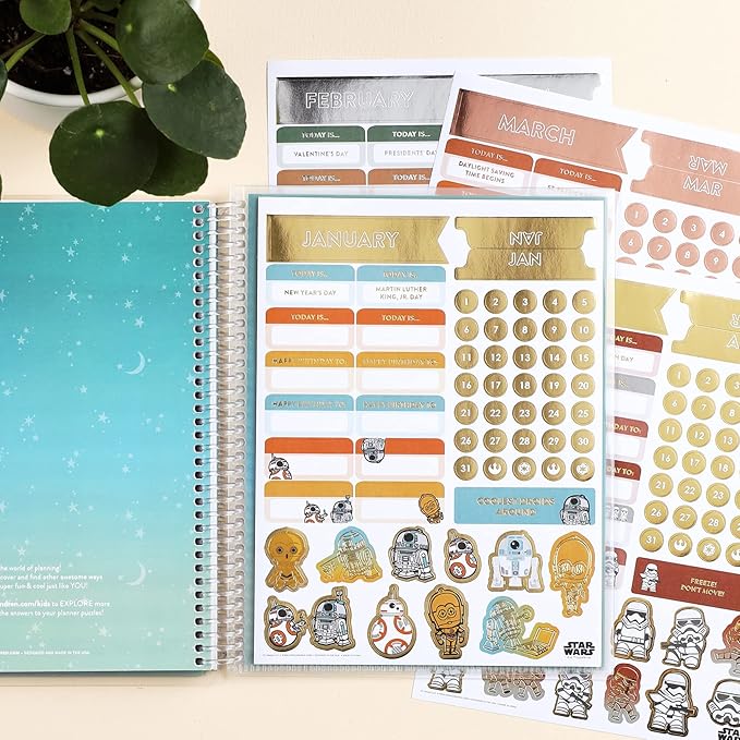 7" x 9" Star Wars Kid's Planner- 114 Pages of Star Wars Themed Activities and Organization for Kids. Reading Log, Allowance and Savings Tracker, Stickers, and More by Erin Condren