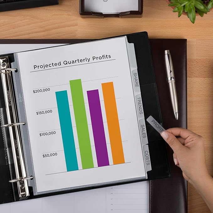 Avery 8-Tab Sheet Protector Dividers, Printable Easy Peel Clear Labels, Index Maker, White Tabs, 1 Set (75501)