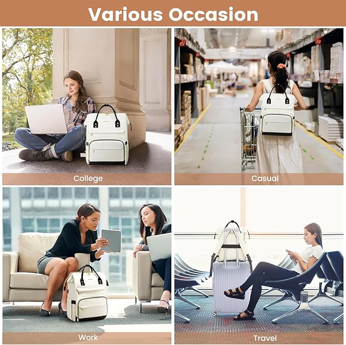 LOVEVOOK Travel Laptop Backpack for Women Fashion Computer Backpack Purse for Work Business Teacher Nurse Bag 15.6-Inch Casual Daypack Airline Approved with USB Port