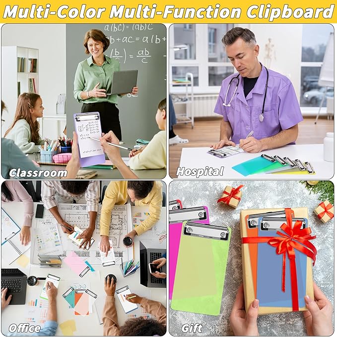 40 Pcs Mini Plastic Clipboards Bulk 20 Assorted Colors 4 x 8 in Kids Clip Board Half Page Clipboard Portable for Restaurant School Waitress Guest Server Books Menu Holder