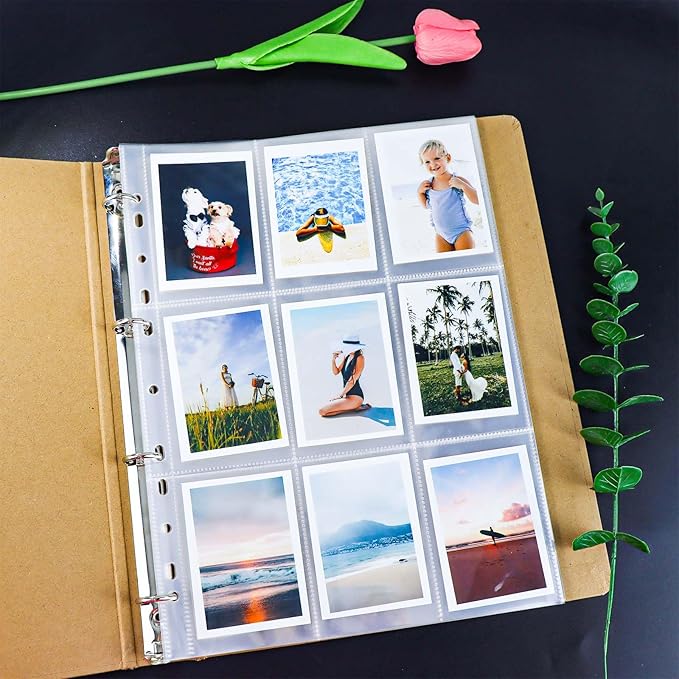 NatSumeBasics 20 A4 Binder 9 Pocket 2.5" X 4" Sheet Protectors Clear Binder Sleeves for A4 Binder Notebook Folder Card Organizer (9 Pocket)