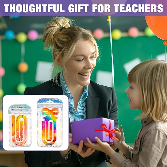 48 Pack Acrylic Sublimation Paper Clips Blanks, 4" X 2" 24Pcs Jumbo Sublimation Paper Clips with 24Pcs Gift Bags Personalized Paperclips Bookmark for DIY Crafts, Home Office School Supplies