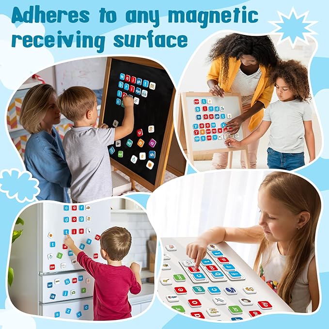 Magnetic Letter Tiles, Phonics Spelling Games Speech Therapy Phonemic Awareness Alphabet Fridge Magnets Learn to Read Science Reading Manipulative Elkonin Box Preschool Kindergarten Classroom