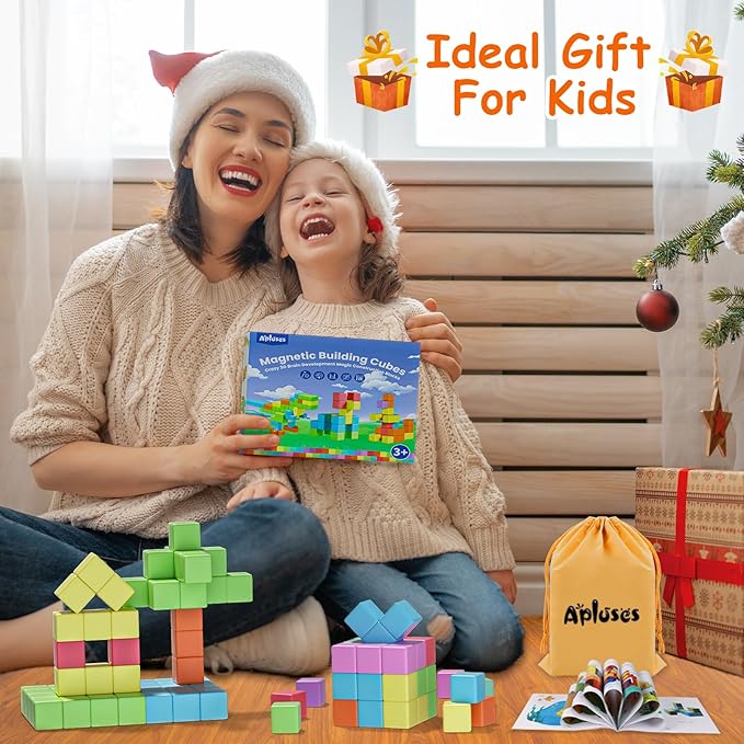 Magnetic Blocks, Magnet Building Cubes for Toddlers Ages 3-5, STEM Educational Sensory Autism Montessori Preschool Toys, Gifts for Kids Ages 4-8 Year Old Boys and Girls