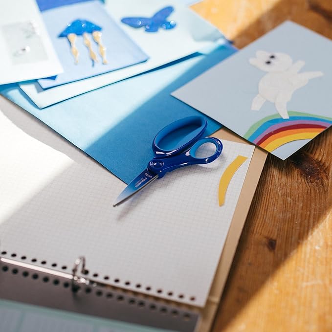 Fiskars 6" Left-Handed Big Kids Scissors for Ages 8-11, Scissors for School or Crafting, Back to School Supplies, Ombre Blue-Turquoise,(Pack of 2)