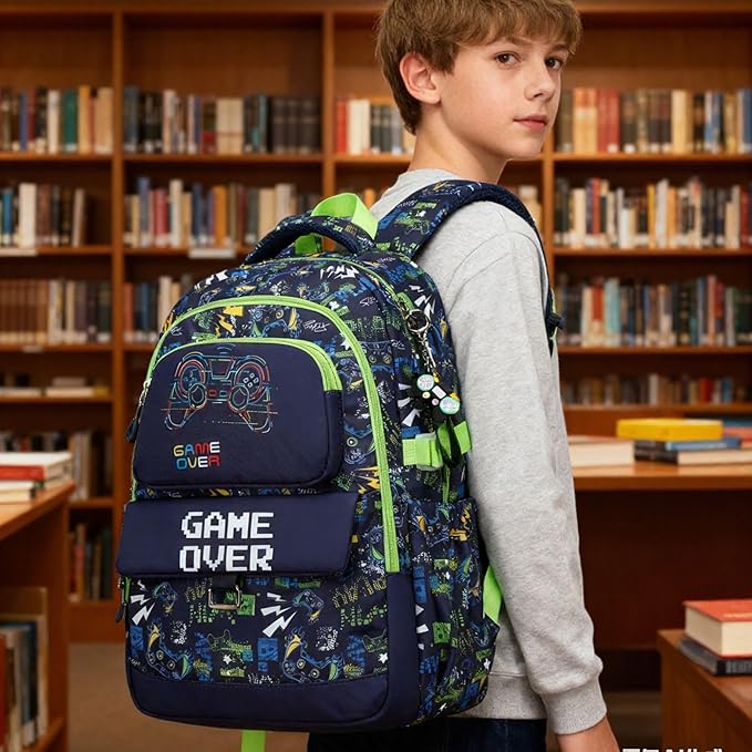 Makukke Kids Backpack for School Boys, 15.6" Soccer Backpack with Lunch Box & Pencil Case, Bookbag For Elementary, Middle School