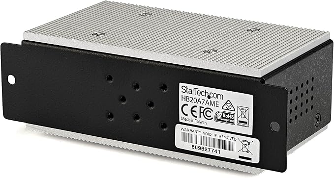 StarTech.com 7-Port USB 2.0 Hub - Metal Industrial USB-A Hub with ESD & 350W Surge Protection - Extended Operating Temp -40 to 185°F - Din Rail/Wall/Desk Mountable - USB Expander Hub, TAA