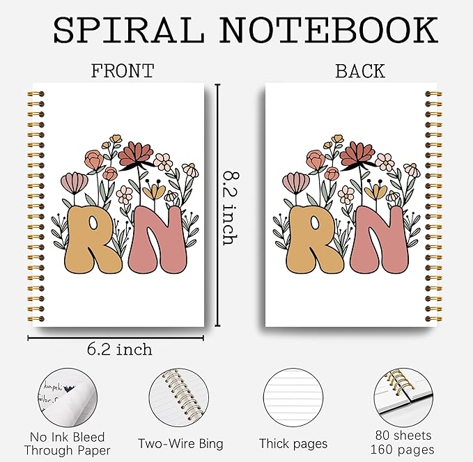 RN Registered Nurse Gifts Notebook Journal - RN Gifts for Nurses, RN Nurse Graduation Gift, Nurse Appreciation Gifts, Nurse Practitioner Gifts for Women, Spiral Notebook 5.5x8.3