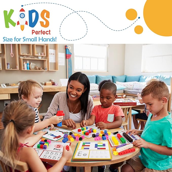 Torlam Math Cubes Math Manipulatives Activity Set, Counting Toys Snap Linking Cube for Kids Kindergarten Learning Activities