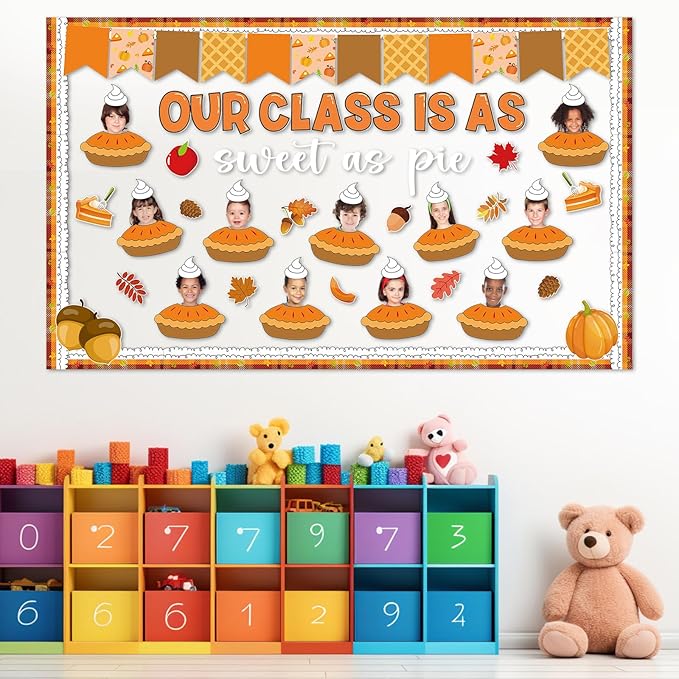 Fall Bulletin Board Decorations Set Thanksgiving Pie Paper Cutouts Autumn DIY Photo Craft for Classroom Holiday School Home Office Wall Decor