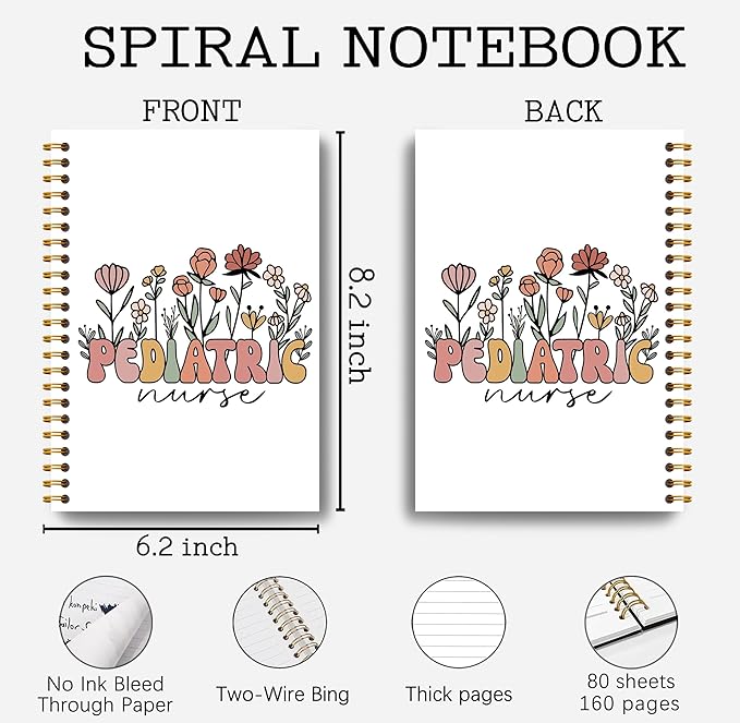 Pediatric Nurse Gifts Notebook Journal - Pediatric Peds Nurse Gifts, Nurse Appreciation Gifts, Peds Crew Gifts, PICU Nurse Gifts, Nurse Spiral Notebook 5.5x8.3