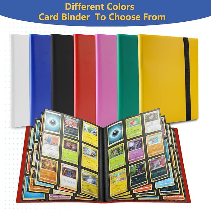 Premium 9-Pocket Trading Card Album, Sturdy Binder Holder for 360 Cards, Side-Loading Collection Folder for TCG, MTG & More, Red