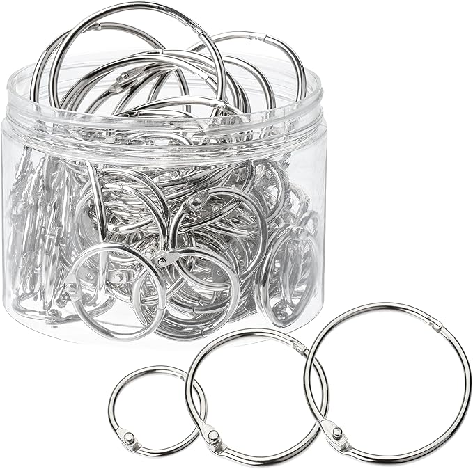 Mr. Pen- Loose Leaf Binder Ring, 100 Pack, 3 Sizes, Loose Leaf Binder Book Rings Bulk, for Books and Index Cards, for School, Home, or Office, Silver