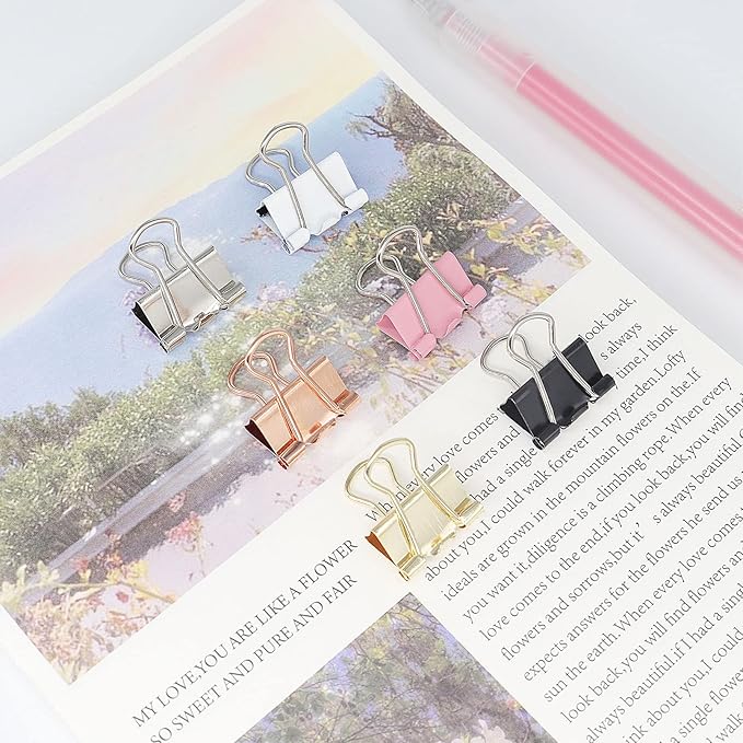 Silver Binder Clips, Mini Paper Clip, Small Paper Clamps 15mm (5/8 inch), 100 Pack Micro Size Office Clips for Home School and Business (Silver)