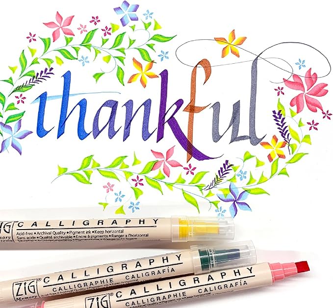 Kuretake Zig Calligraphy Dual Tip Marker Pens 3 colors set, PlatinumBlue, 2mm, 5mm, Double Tip, for Art, Sketch, illustration, Calligraphy, Journal, Drawing, Made in Japan