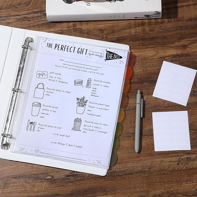 Mr. Pen- Clear Sheet Protectors with Tabs, 8 Tabs, 2 Sets, Clear Plastic Dividers for 3 Ring Binder, Insertable Index Page Divider Multicolor Tabs