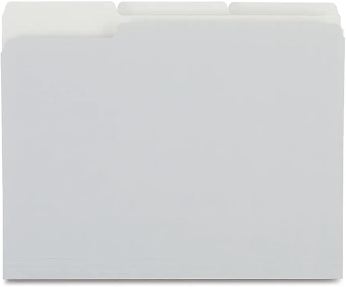 Staples Colored File Folders, Letter Size, 3‑Tab Top‑Tab Design, Gray, Durable Paper Stock, 100/Pack
