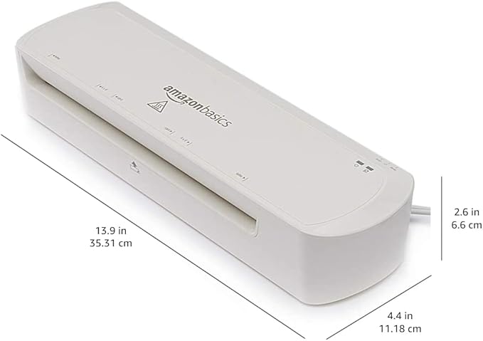 Amazon Basics 9-Inch Thermal Laminator Machine with Quick Warm-Up,2 Heat Settings,Jam Release for Documents and Photos,White,(Pack of 4)