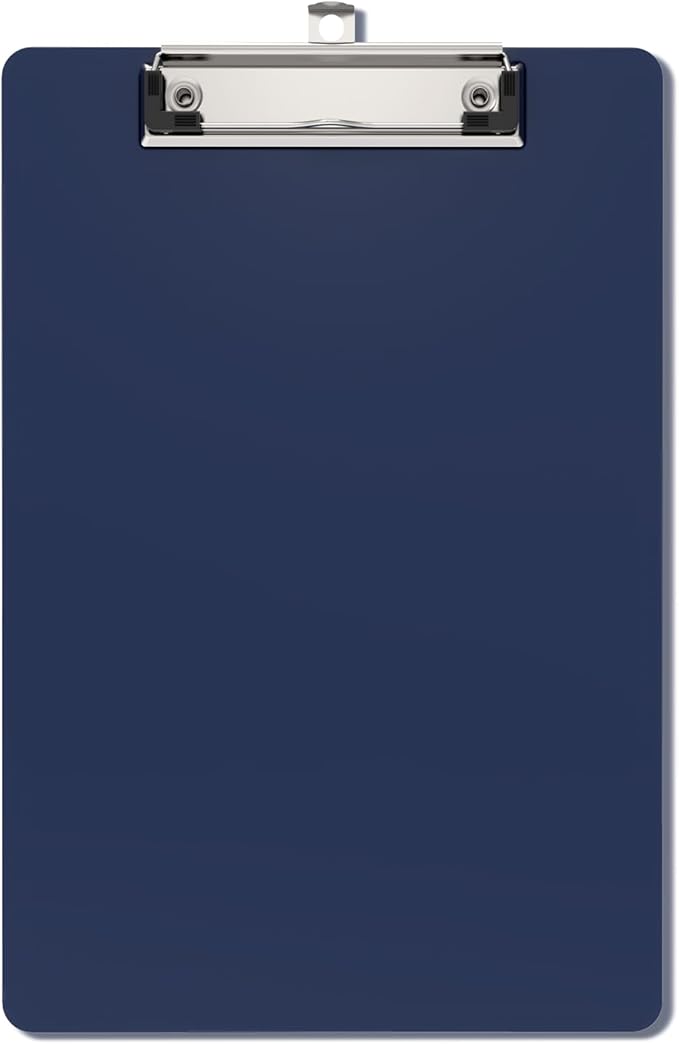 Small Clipboards, A5 Plastic Mini Blue Clip Board for Classroom, Students, Kid, Size 6" x 9" with Low Profile Clip, Office & School Supply