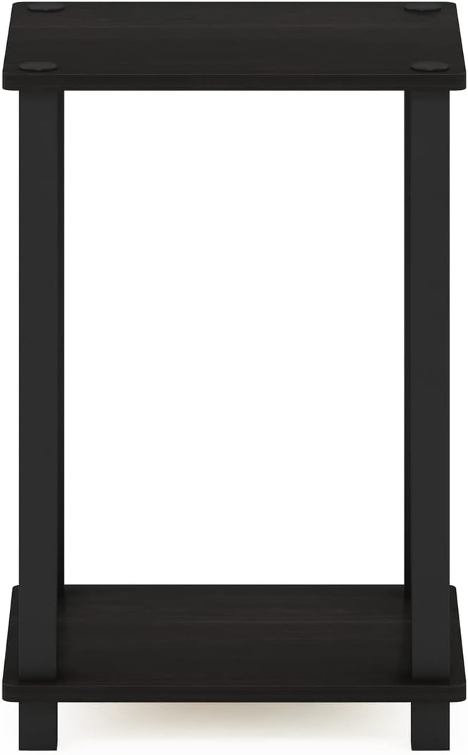 Furinno Simplistic Night Stand, 2-Tier Compact Nightstand with Open Shelf, Toolless Small Bedside Table, End Table, Side Table, for Bedroom, Living Room, Black Espresso