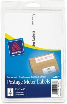 Avery Postage Meter Labels for Personal Post Office, 1-25/32" x 6", White, 60 Mail Meter Labels (05289)
