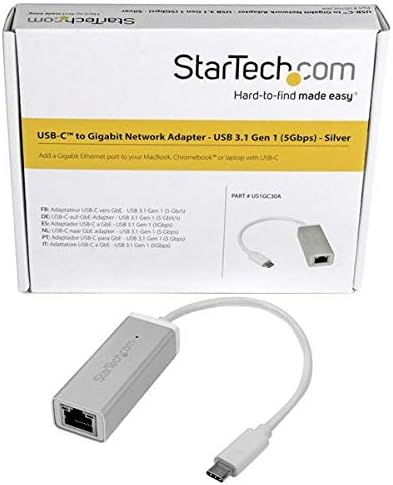 StarTech.com USB-C to Gigabit Ethernet Adapter - Aluminum - Thunderbolt 3 Port Compatible - USB Type C Network Adapter (US1GC30A)