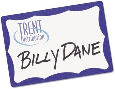 Avery Customizable Name Tags, 2-1/3" x 3-3/8", White with Blue Border, 100 Removable Name Badges (05144)