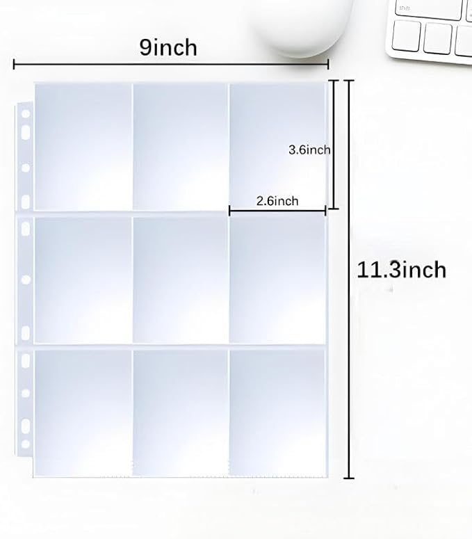 100 Pack 11-Hole Sheet Protectors, Top-Loading Clear Sleeves, Heavy Duty, Waterproof/Dustproof, High Transparency, Fits 3-Ring Binders, Thick & Durable for Photos/Documents