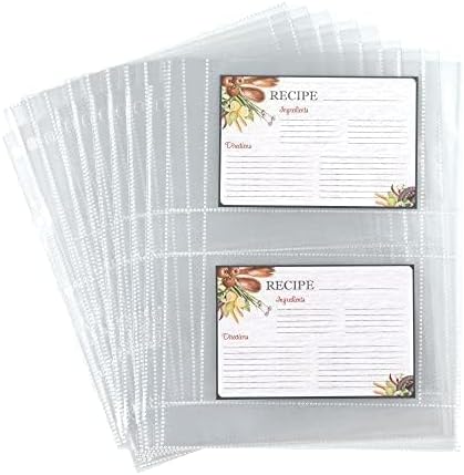 Samsill Recipe Card Page Protectors for 8.5 x 11 Recipe Binder, 4 x 6 Pockets, 2 Pockets, 50 Count, Recipe Book Pocket Page Refill Sheets, Side Margin Loading, for 8.5 x 11 Standard 3 Ring Binders