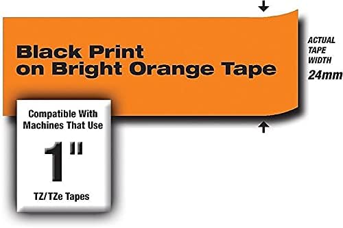 Brother Genuine P-touch TZE-B51 Tape, 1" (0.94") Wide Standard Laminated Tape, Black on Fluorescent Orange, Laminated for Indoor or Outdoor Use, Water-Resistant, 0.94" x 16.4' (24mm x 5M), TZEB51