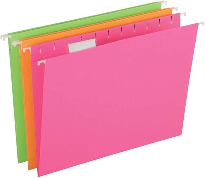 Pendaflex Glow Hanging File Folders, Letter Size, Assorted, Case Pack of 12 (81670)