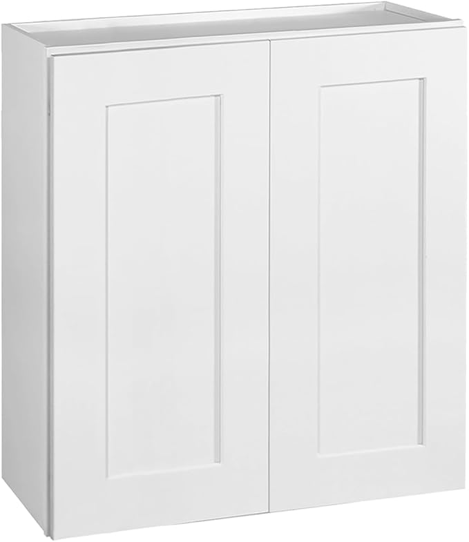 Design House Brookings Shaker Unassembled Wall Kitchen Cabinet W2730, 27 W x 12 D x 30 H, Painted White with Sherwin Williams®, Solid Wood – Design House, 561738