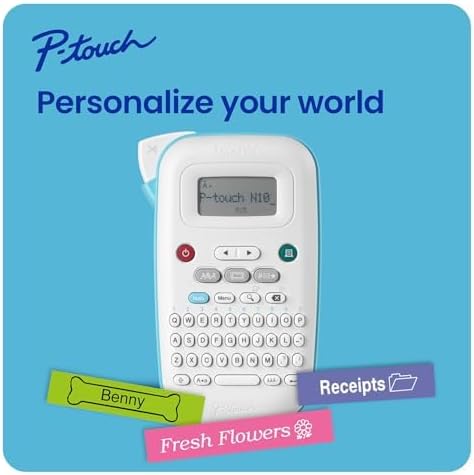 Brother P-Touch PT-N20 Personal Desktop Label Maker, Portable, Handheld and Prints, P-Touch Btag ~½” (12mm) Wide Color Personalized Label Tapes