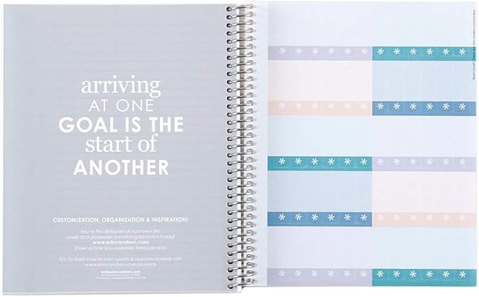 Erin Condren 8.5" X 11" Spiral Bound Productivity Notebook, Kaleidoscope Colorful, Functional 160 Lined Page and 80Lb Thick Paper Spiral Notebook, Stickers Included
