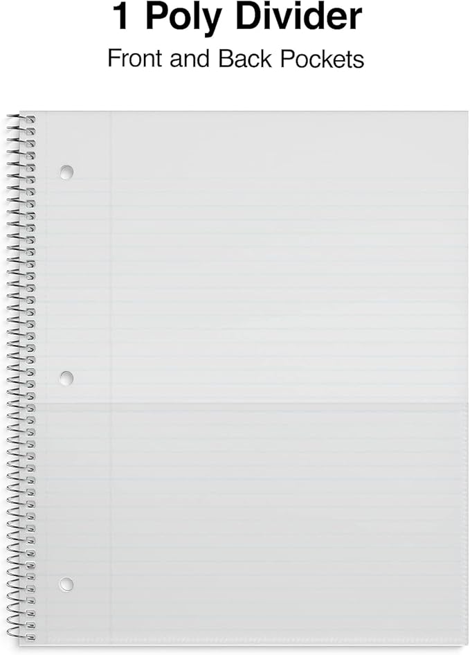 STAPLES Accel 1‑Subject Notebook, 8.5” x 11”, College Ruled, 100 Sheets, Blue