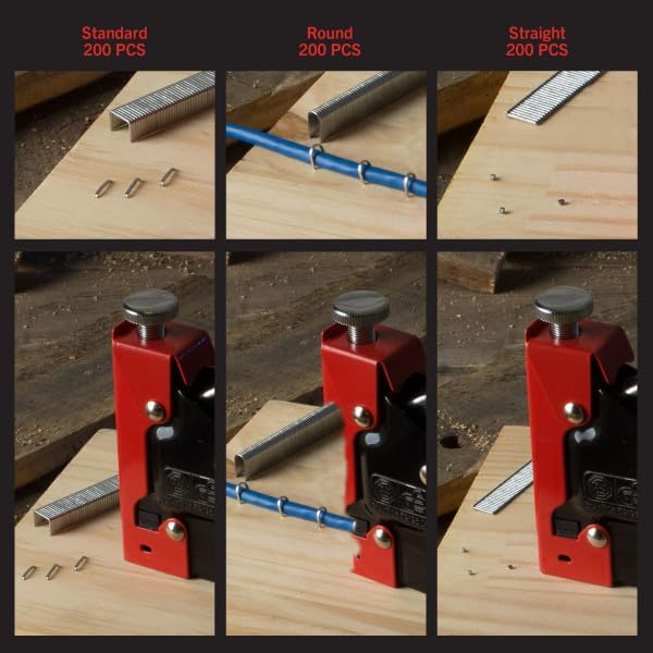 Heavy Duty Staple Gun for Wood Carpentry, DIY Crafts, or Furniture Upholstery Stapler with Staples - 3-Way Heavy Duty Stapler Gun with Carrying Case and 3 Types of Staples Included by Stalwart (Red)
