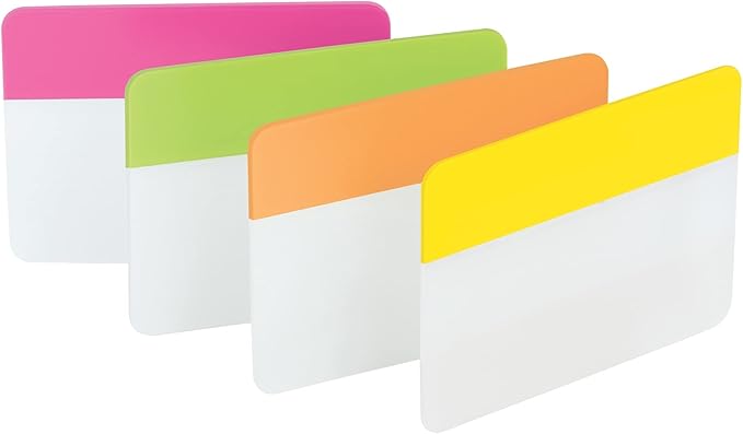 Post-it® Durable Tabs, 2" x 1 1/2", Assorted Colors, 6 Flags Per Pad, Pack Of 4 Pads