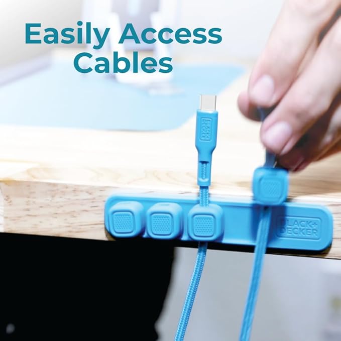 BLACK+DECKER Home Office Kit, 7 PCS Set, Desk Pad, 2-Port PD Charger, Ergonomic Mouse Pad, Phone Stand, Combo Cables, Cable Organizer, Workspace Accessories Perfect for Work-from-Home, College Dorm