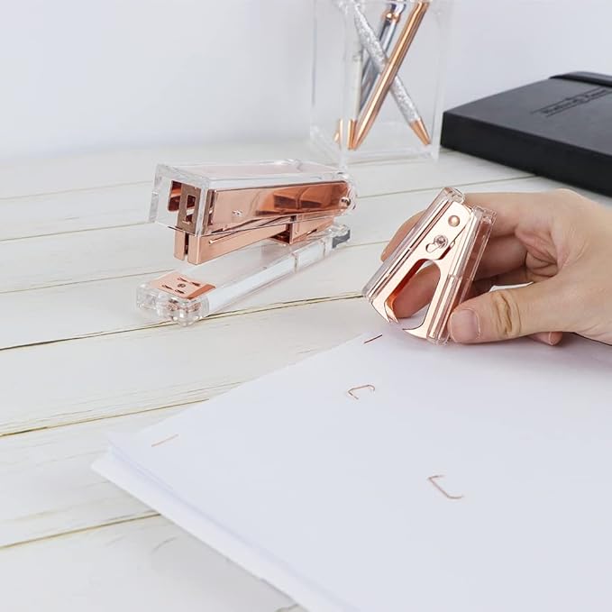 NatSumeBasics Staples Remover Rose Gold Clear Acrylic Staple Puller Removal Tool for Home Office School Desk Accessories (Rose Gold)