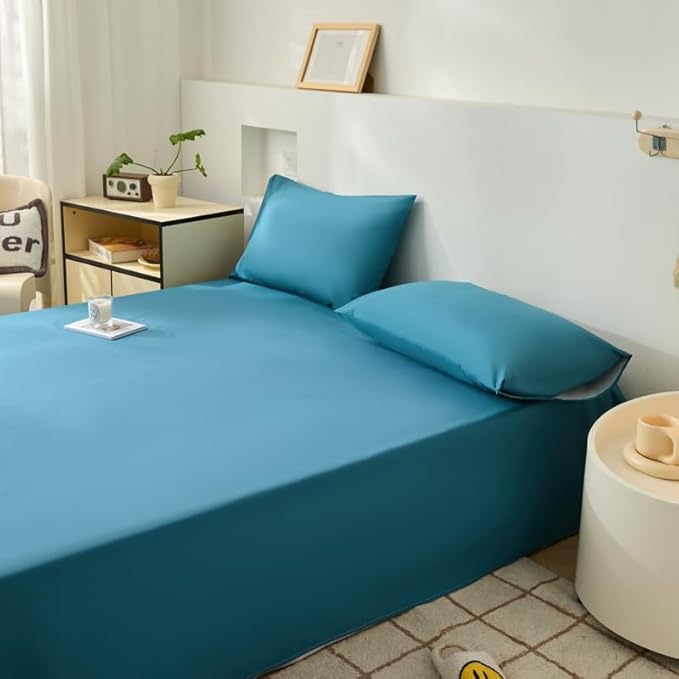 WenBags Lightweight Waterproof Flat Sheet 70 * 90 Inches Queen Size-Mattress Protector for Bed & Couch, Pet Hair Resistant Cover Ideal for Dogs & Cats, Perfect for Hotels & Hospitals(Blue)