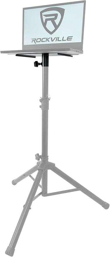 Rockville ACC4 Monitor/Laptop Projector Shelf for 35mm Speaker Stand, 66lb Capacity, EVA-Lined, Easy Adjustment, Perfect for Studio Monitors, Laptops
